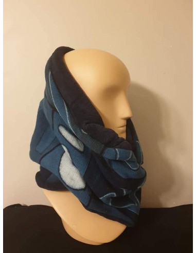 Snood en bogolan bleu soldes