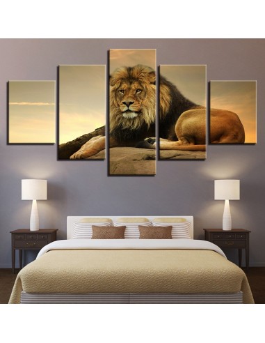 Tableau Africain Lion de pas cher