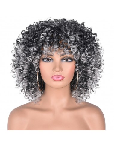 Perruque Afro Cheveux Gris de pas cher