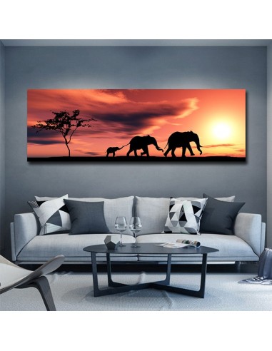 Tableau Africain Coucher de Soleil solde