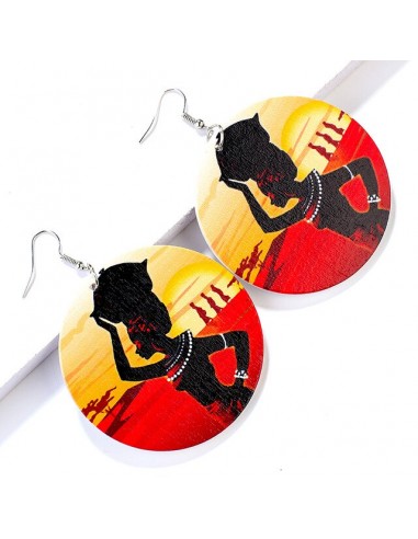 Boucles D'Oreilles Plates Rondes Africaines est présent 