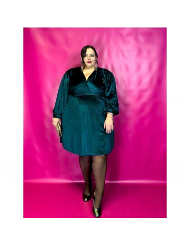 ROBE EN VELOURS VERTE - GRANDE TAILLE Profitez des Offres !