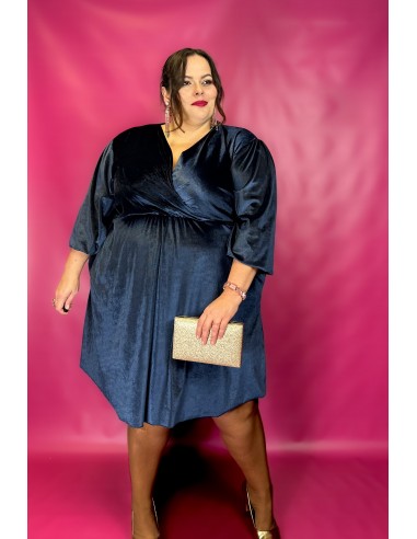 ROBE EN VELOURS BLEU MARINE - GRANDE TAILLE - NUIT PRÉCIEUSE prix pour 