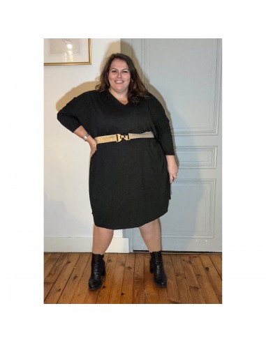 ROBE PULL COL V GRANDE TAILLE - NOIRE Venez découvrir notre 