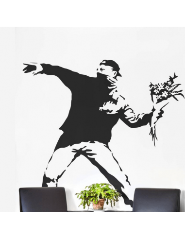 Sticker Banksy Lanceur de Fleurs en stock